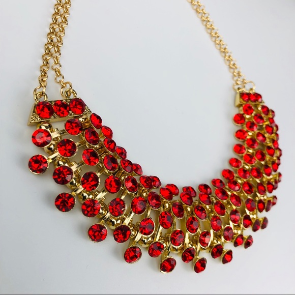 🆕 Ruby Statement Necklace Set - Picture 5 of 12